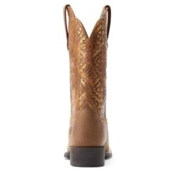 Ariat® Ladies Round Up Brown & Copper Emboss Western Boots 10044431 -Ariat Store S23 WMS WEST 10044431 heel