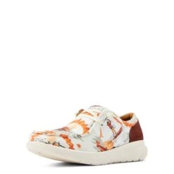 Ariat® Ladies Hilo Aloha Surfing Longhorn Print White Shoes 10044521 -Ariat Store S23 WMS WEST 10044521 3 4 front