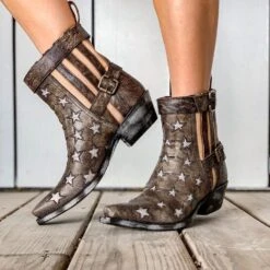 Dan Post Ladies Star Struck Distressed Black Leather Booties DP4078 -Ariat Store dp4078